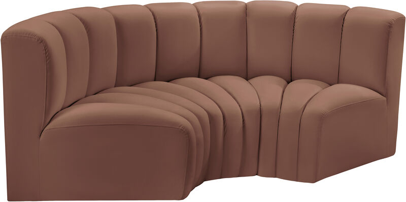 Meridian Furniture Arc Cognac Vegan Leather Modular Sofa image number 3
