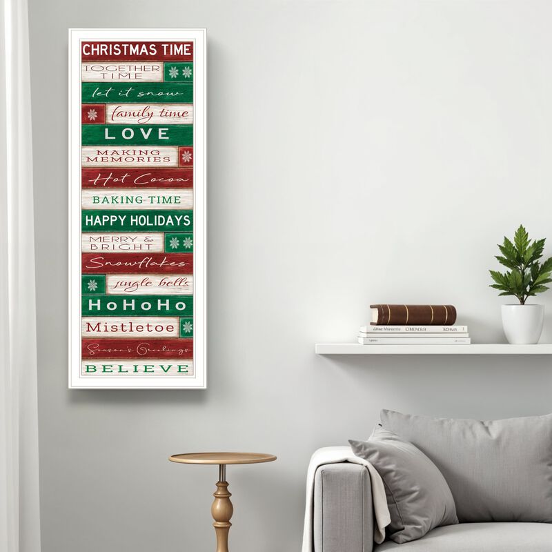 HomeRoots Christmas Time White Framed Wall Art image number 1