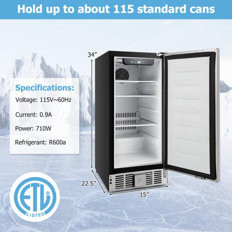 Costway Compact Refrigerator with Adjustable Thermostat and Stainless Steel Door