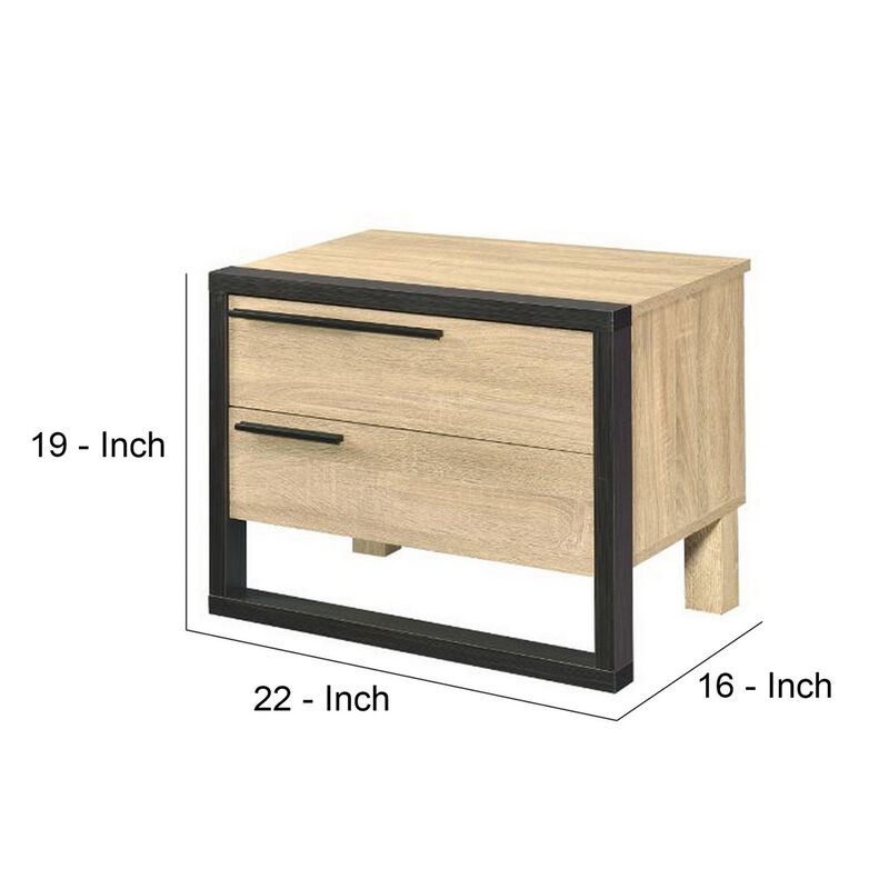 Accent Table with a Pull Out Tray and 2 Storage Drawers, Brown and Black-Benzara image number 5