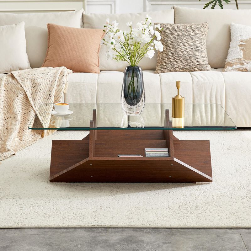 Molcul Tempered Glass & MDF Coffee Table image number 4