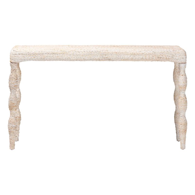 bali & pari Lejane Woven Seagrass Console Table - Handwoven Wicker Waterfall Accent Table with for Entryway, Living Room, or Hallway image number 1
