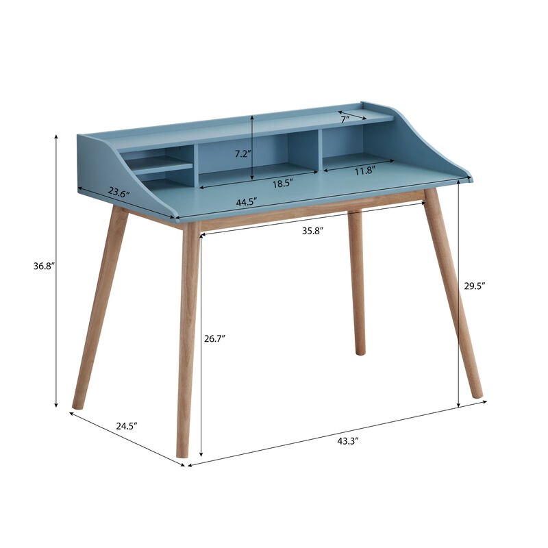 Streamdale Mid-Century Modern Wood Writing Desk with Hutch image number 2
