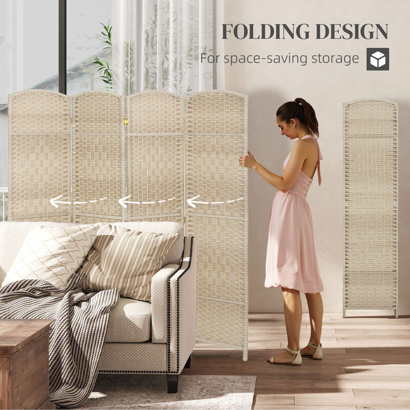 Hivvago 6' Tall Freestanding Wood Privacy Screen with 4 Panels image number 3
