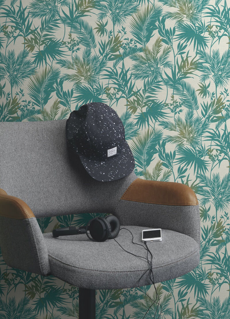 Saura Teal Frond Wallpaper image number 4