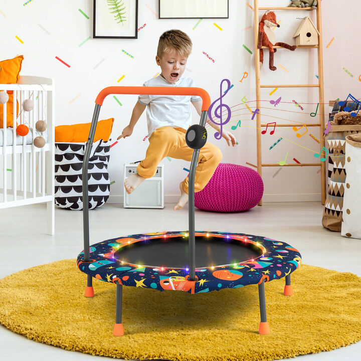 Kids Mini Trampoline with Colorful LED Lights and Bluetooth Speaker