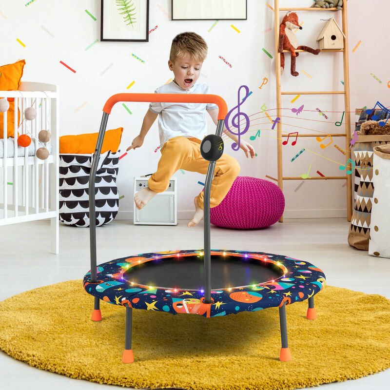 Kids Mini Trampoline with Colorful LED Lights and Bluetooth Speaker image number 1