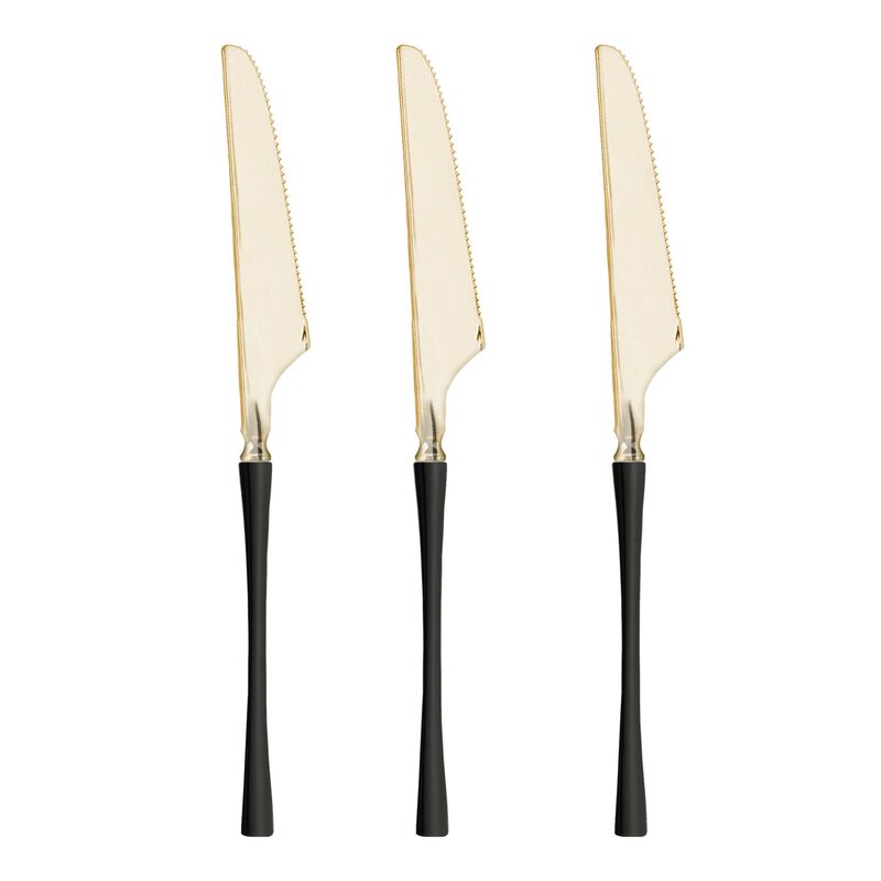 Gold with Black Handle Moderno Plastic Dinner Knives (240 Knives) image number 2