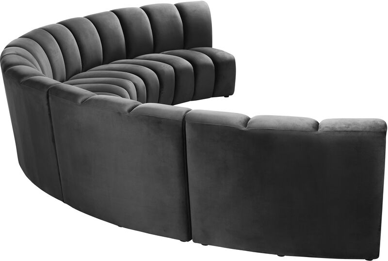 Meridian Furniture Infinity Grey Velvet 5pc. Modular Sectional image number 5