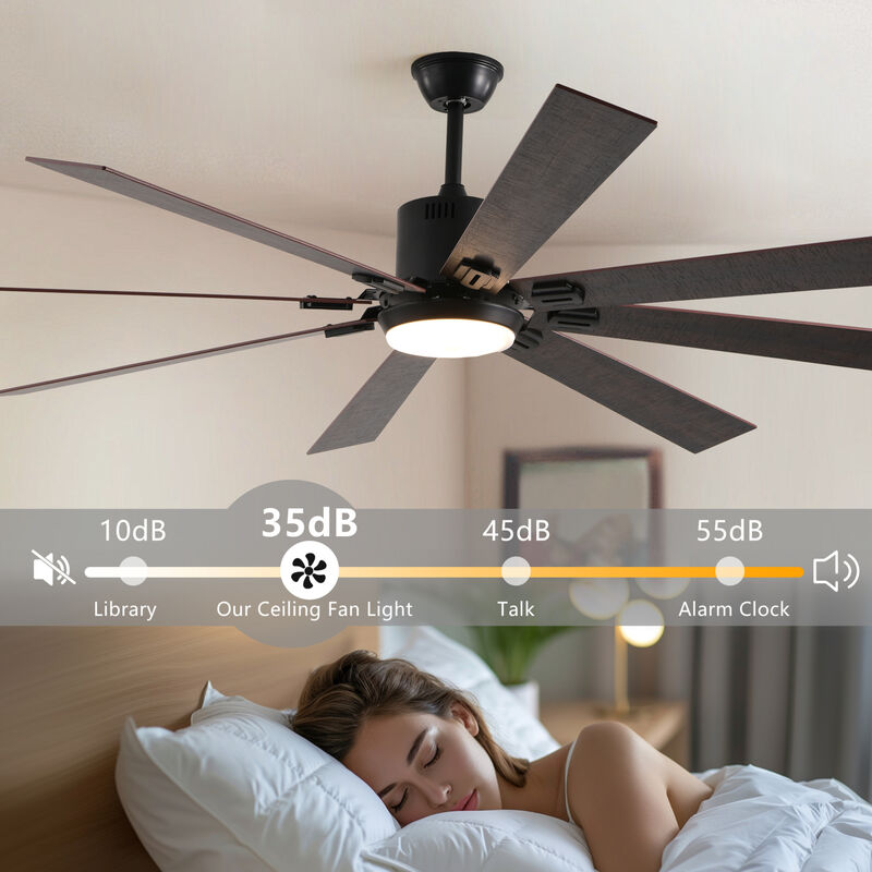 ELEMENT ACE 72 Inch LED Ceiling Fan Light with 8 Wooden Blades, Remote Control, Adjustable Color Temperature, Silent 6-Speed Reversible DC Motor for Living Room Bedroom Dining Room image number 9