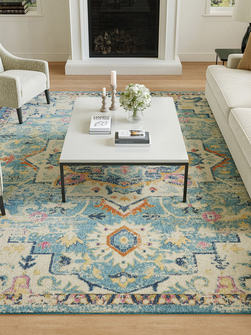 Passion PSN25 Ivory/Light Blue 6'7" x 9'6" Rug image number 1