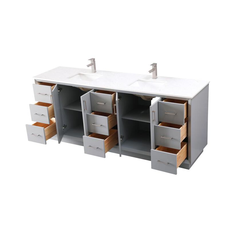 Elegant Kitchen and Bath 84 Inch Double Bathroom Vanity In Grey
