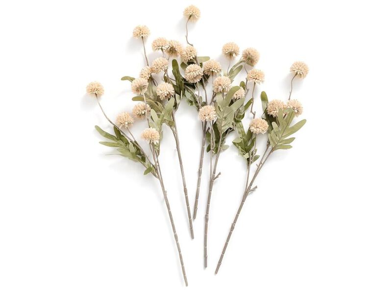 5 Piece Beige Artificial Mum Flower Stems Wedding Centerpiece Decor image number 0