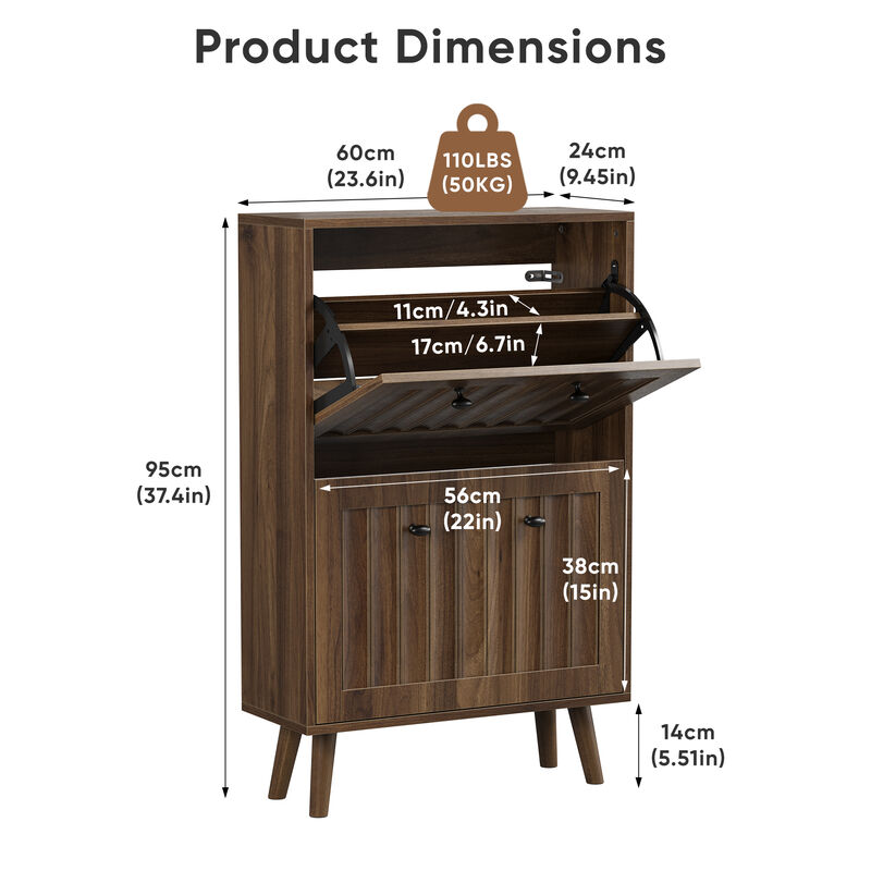 Pekvon Modern Flip Drawer Shoe Cabinet image number 9