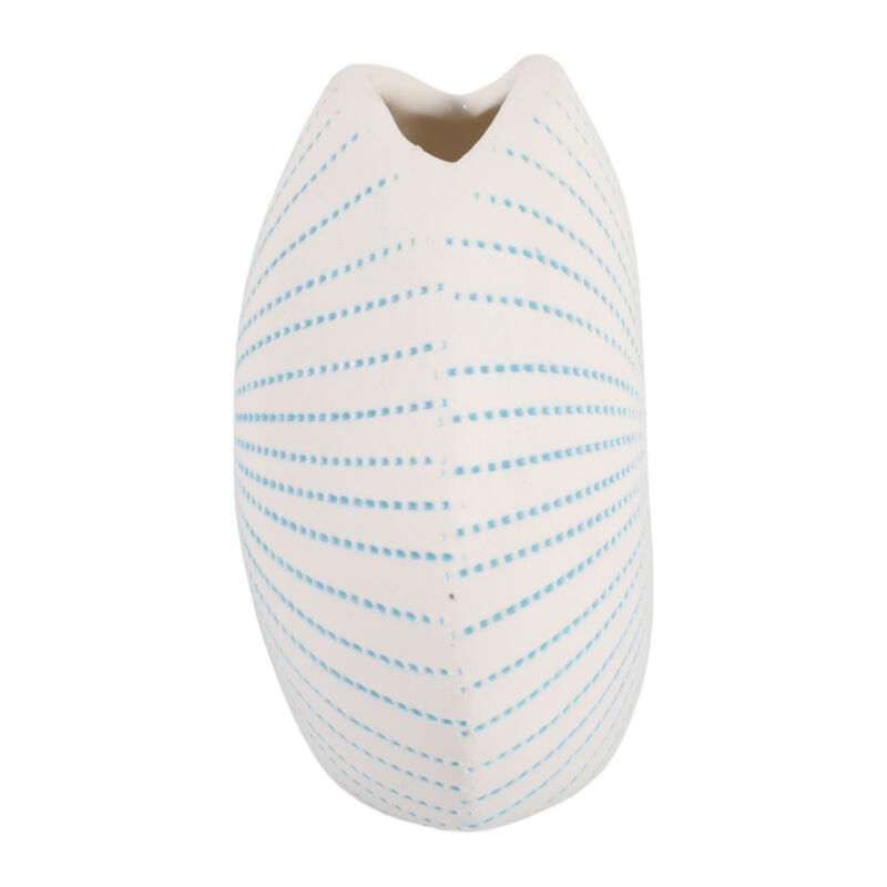 5x4" Round Dotted Shell Bud Vase, White/light Blue image number 3