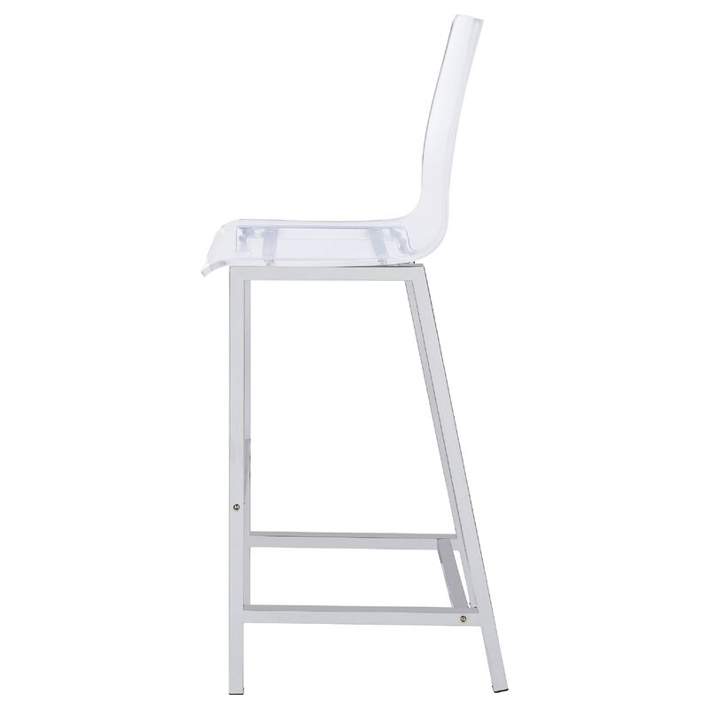 Elegant Acrylic Bar Height Stool with Chrome Base, Clear And Silver, Set of 2 image number 5