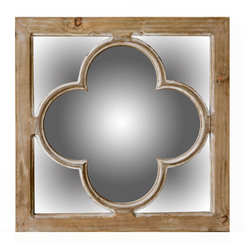 10" Natural Brown With Whitewash Square Wall Mounted Accent Mirror image number 0