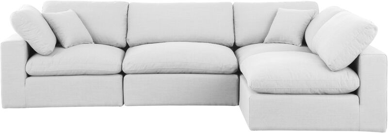 Meridian Furniture Comfy White Linen Textured Fabric Modular Sectional