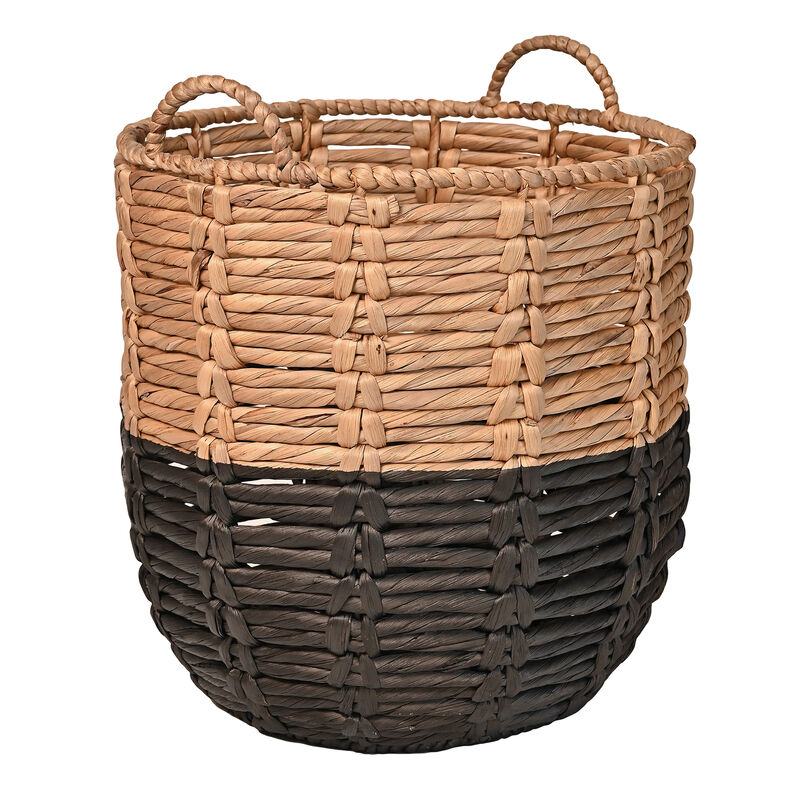 Laurel 19.49" Bohemian Handwoven Abaca Hamper Basket with Handles