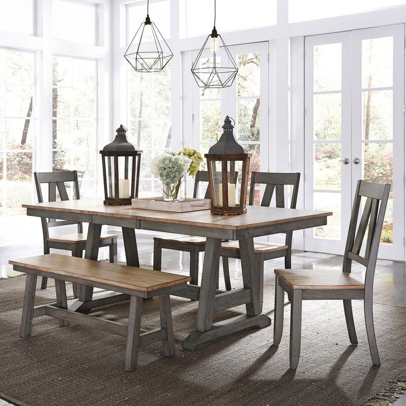 Liberty Furniture Lindsey Farm Backless Bench (RTA) in Gray image number 7