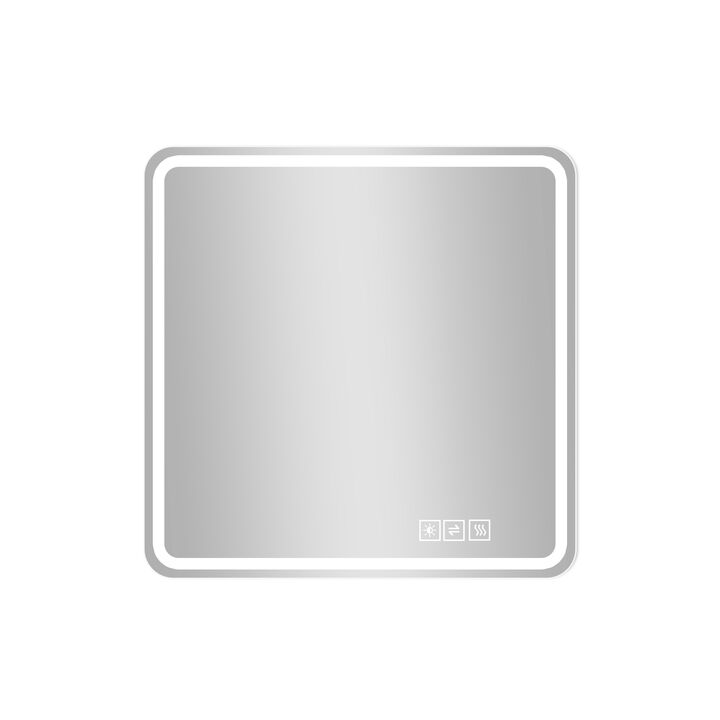 HomeRoots 36" Square Lighted Frameless Anti Fog Bathroom Vanity Mirror
