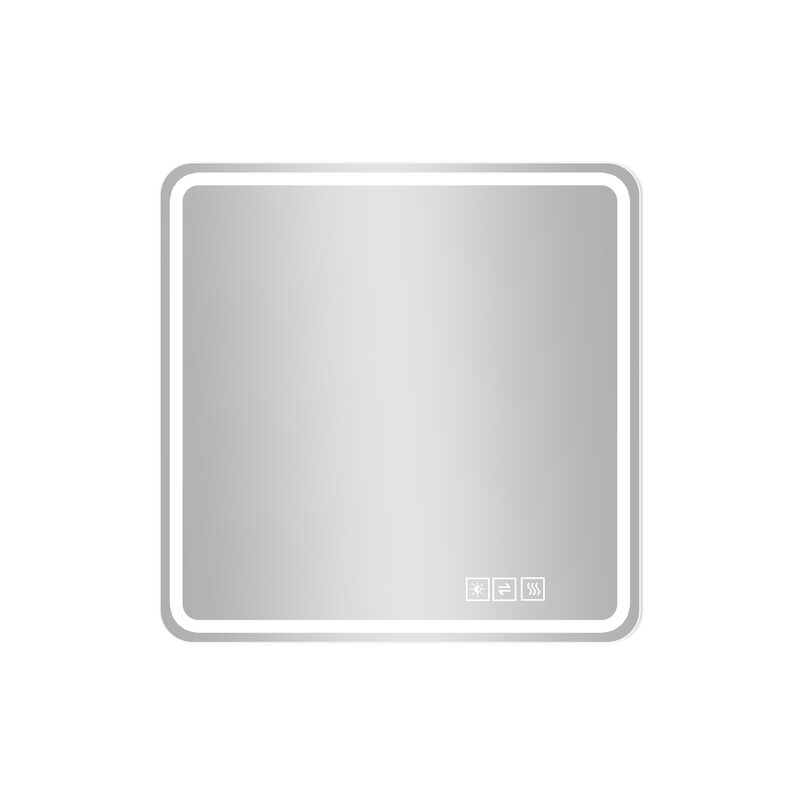 HomeRoots 36" Square Lighted Frameless Anti Fog Bathroom Vanity Mirror image number 0
