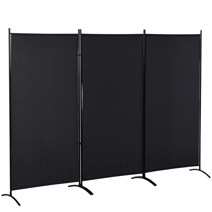 HOMCOM 6' 3 Panel Room Divider, Indoor Privacy Screen for Home Office, Black