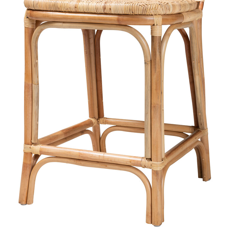 Baxton Studio Adrena Modern Bohemian Natural Rattan Counter Stool