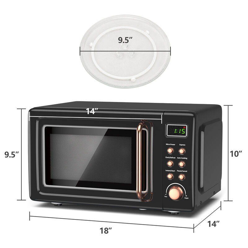 Retro Countertop Microwave Oven 700W with 5 Power Levels for Home Kitchen image number 2
