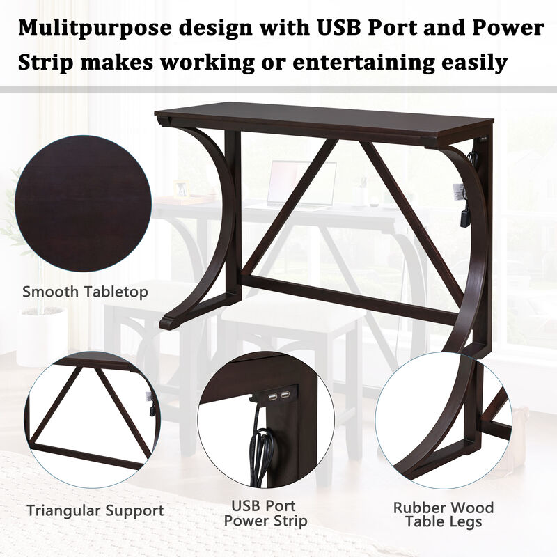 Merax 3-Piece Counter Height Dining Table Set with USB image number 2