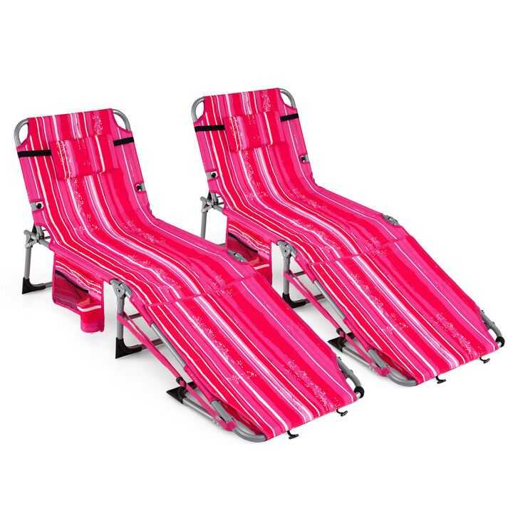 2-Piece Tanning Chairs with Face and Arm Holes, 4-Level Adjustable Backrest