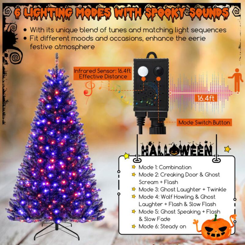 Hivvago Artificial Christmas Tree with Lighting Modes and Spooky Sounds. image number 6