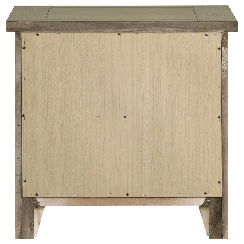 Hazel Nightstand, 2 Drawers, Antique Nickel Knobs, Oak Brown Wood 25 Inch image number 4
