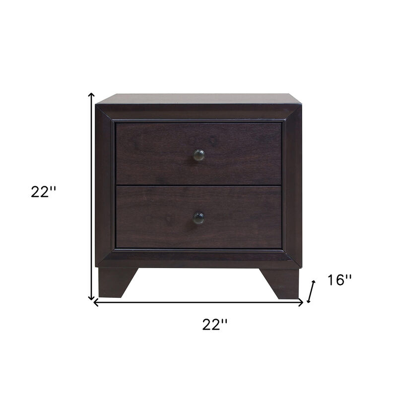 Solid Wood 2-Drawer Nightstand with Storage