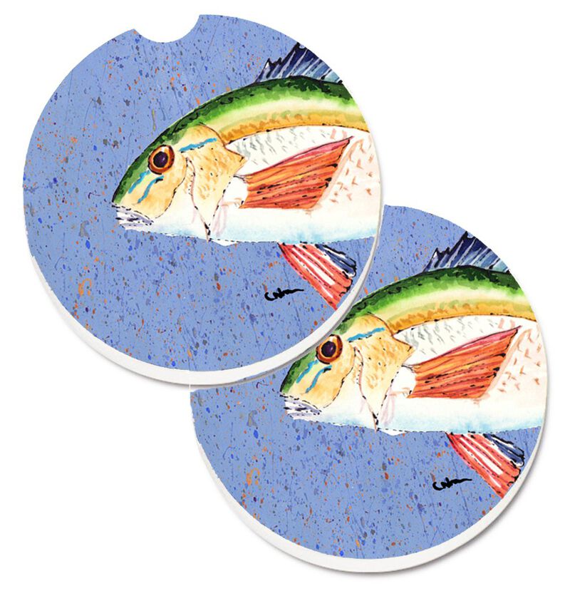 Caroline's Treasures Rainbow Trout On Blue Set of 2 Cup Holder Car Coasters 8534CARC, 2.56, Multicolor