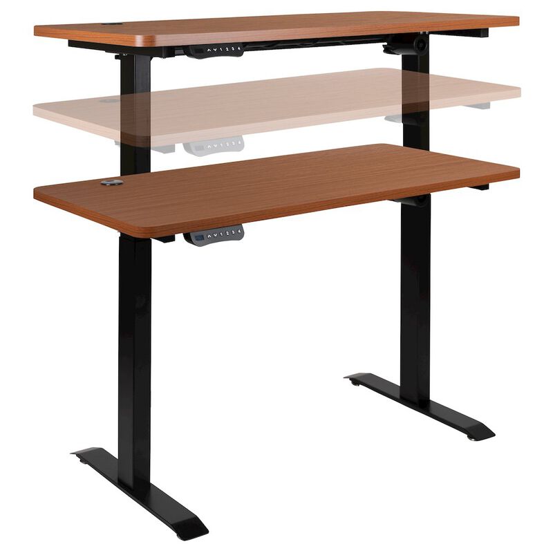 Flash Furniture Electric Height Standing Desk - Table Top 48" Wide - 24" Deep (Mahogany) image number 8