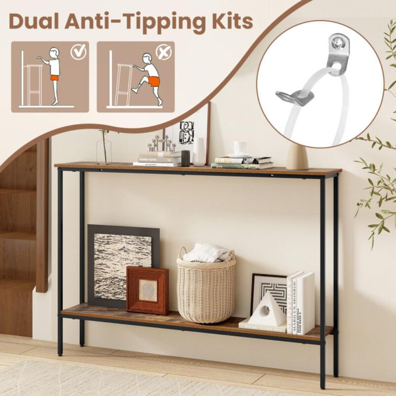 Hivvago 44 Inch Console Table with Shelf with Dual Anti-Tipping Kits