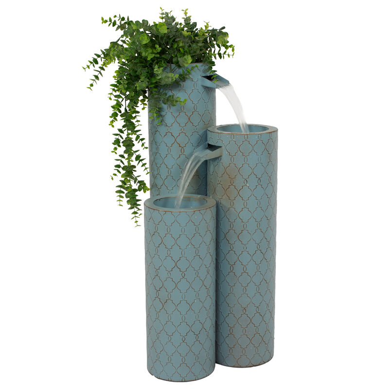 Sunnydaze Moroccan Trellis 3-Column Zinc Outdoor Garden Fountain - 27.5"