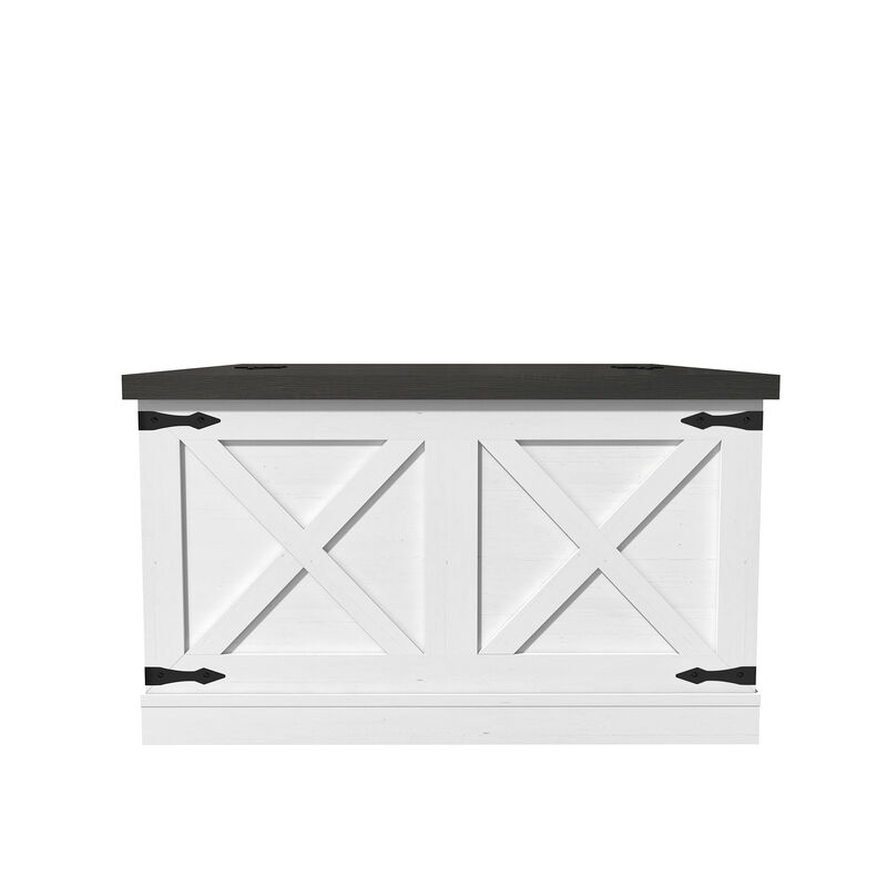 Farmhouse Square Coffee Table Wooden Center Table Rustic Cocktail Table with Hinged Lift Top and Large Hidden Storage Compartment, White