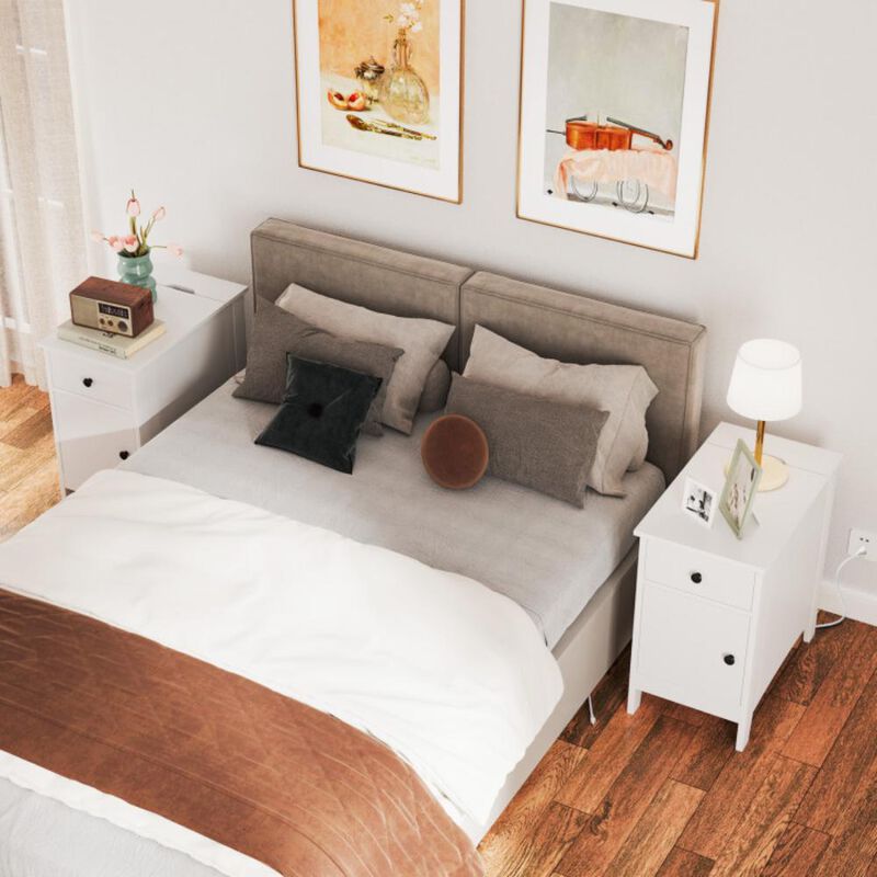 Hivvago Flip Top End Table with Charging Station USB Ports Outlets and Drawer