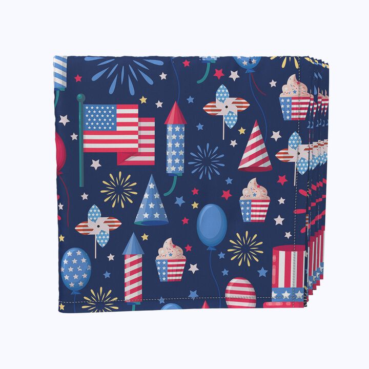 Fabric Textile Products, Inc. Napkin Set, 100% Polyester, Set of 4, Pop Art Patriotic