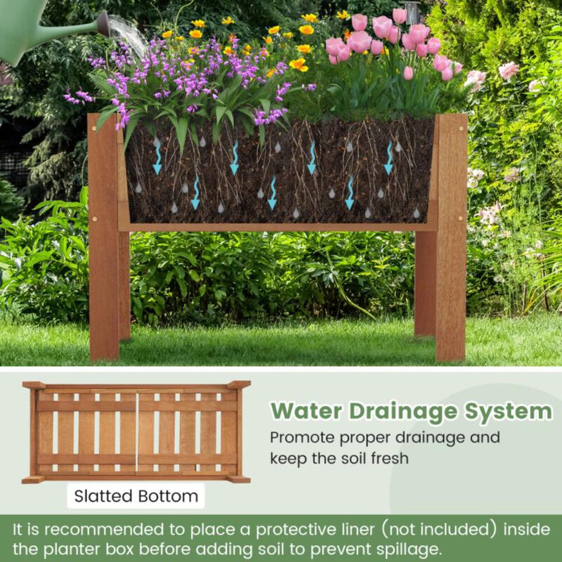Hivvago Wooden Raised Garden Bed Solid Wood Elevated Planter Box with Legs