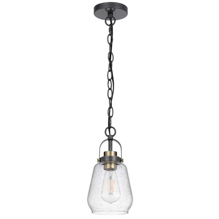 Lantern Accent Ceiling Pendant Light, Clear Glass Shade, 13 Inch Black