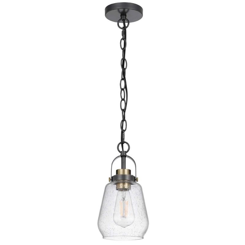 Lantern Accent Ceiling Pendant Light, Clear Glass Shade, 13 Inch Black image number 0