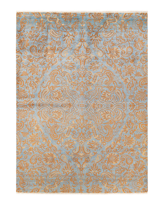 Suzani, One-of-a-Kind Hand-Knotted Area Rug  - Light Blue, 6' 1" x 8' 5"