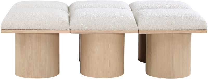 Meridian Furniture Pavilion Cream Boucle Fabric Bench