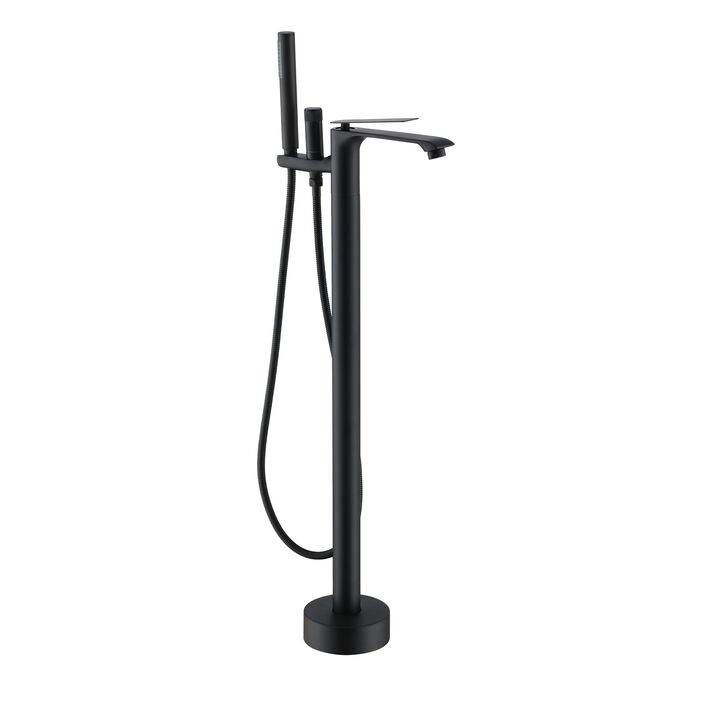 Mondawe Single-Handle Freestanding Floor Mount Tub Filler Faucet with Handheld Shower