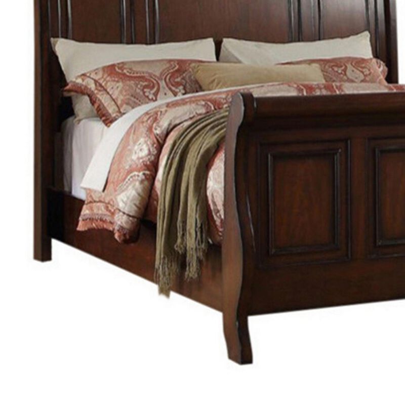 Queen Bedroom Set, Brown Wood, 3 Piece Set with 2 Nightstands image number 4