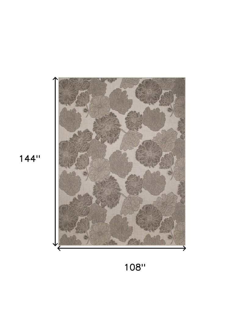 HomeRoots 9' X 12' Natural And Ivory Floral Indoor Outdoor Area Rug image number 5