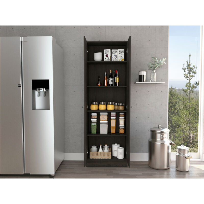 Multi Storage Cabinet, Double Door, Five Shelves -Espresso / Black